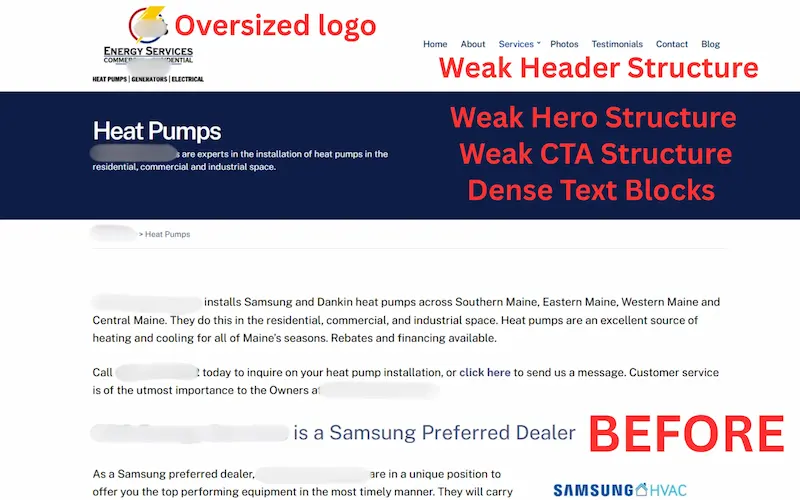 Generic WordPress theme before rebuild